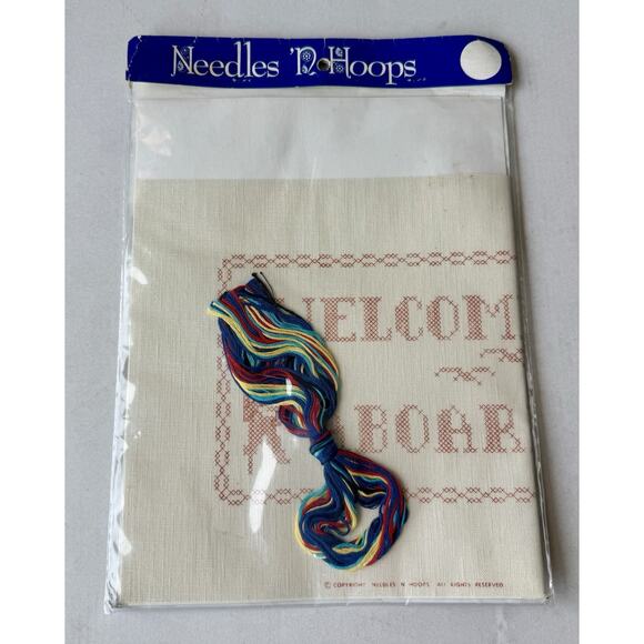 Vintage Welcome Aboard Cross Stitch Embroidery Kit Nautical Sailing Boats Ships - Picture 5 of 7